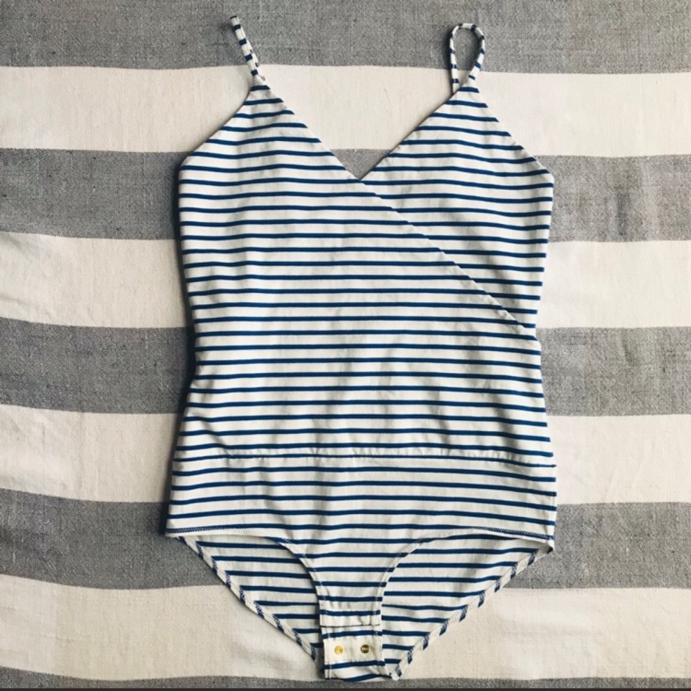 J. Crew Striped Wrap Cami Bodysuit NWOT Size S